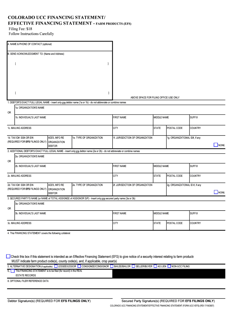 Instructions for National UCC1 Financing Statement Form UCC1