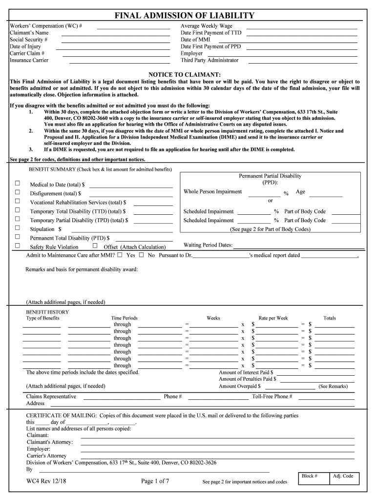 Workers Compensation WC #  Form