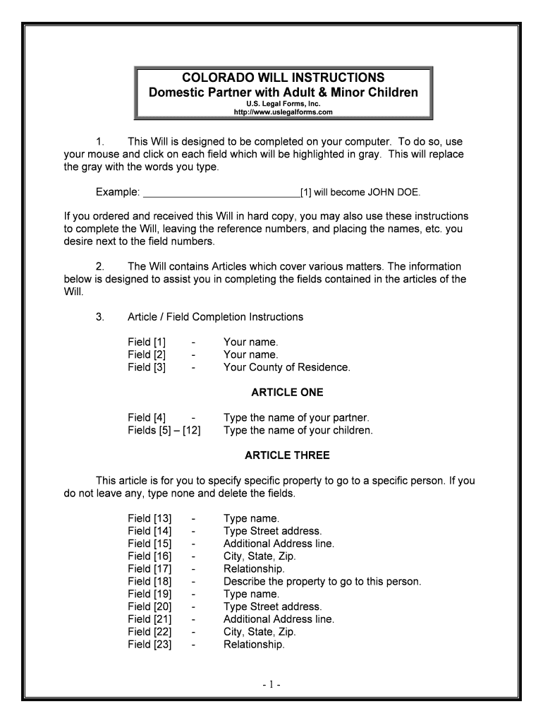 Domestic Partner with Adult &amp; Minor Children  Form