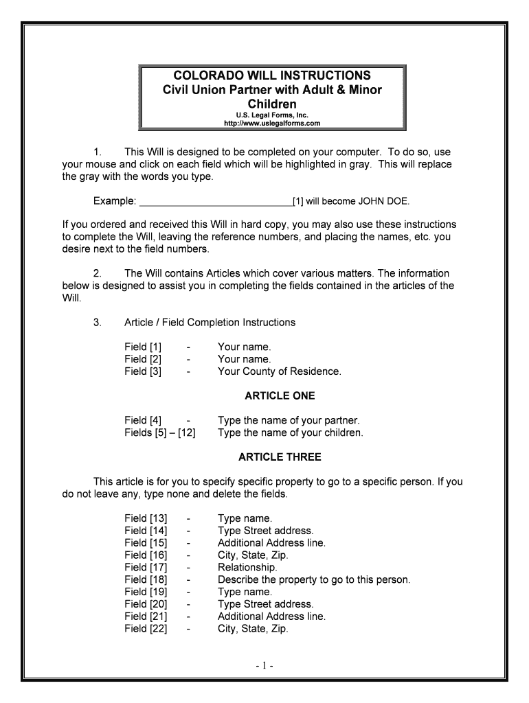 Civil Union Partner with Adult &amp; Minor  Form