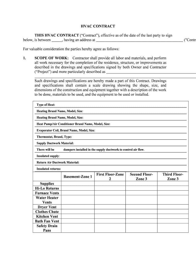 THIS HVAC CONTRACT Contract, Effective as of the Date of the Last Party to Sign  Form
