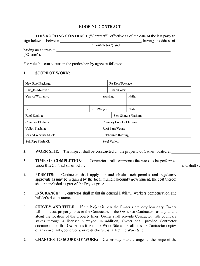 Roofing Contract Template Pinterest  Form