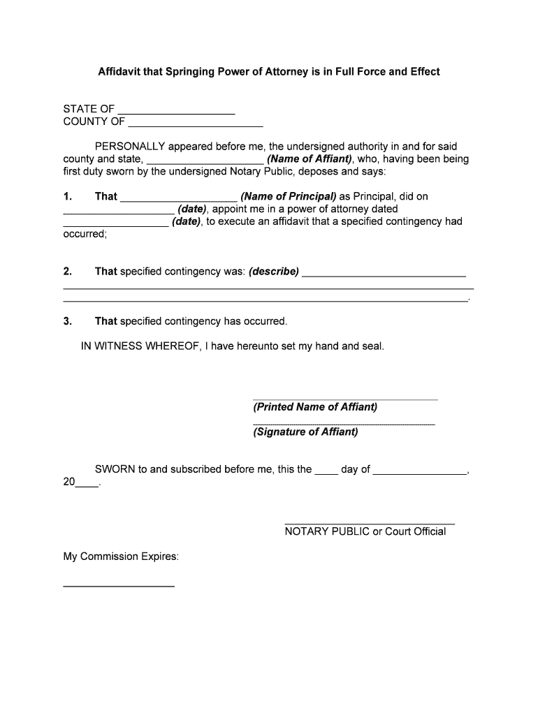 Form F 203 Affidavit that Power of Attorney is in Full