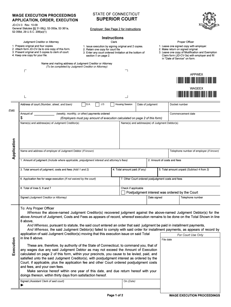 WAGE EXECUTION PROCEEDINGS  Form