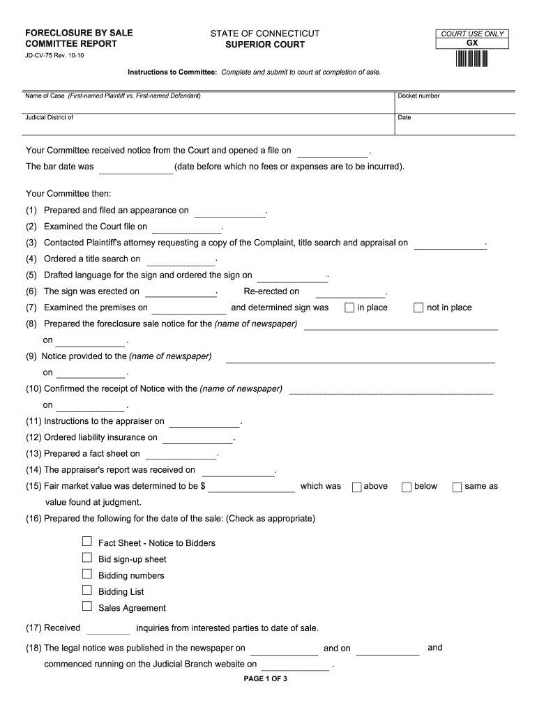 Foreclosure Uniform Orders, Procedures and Forms CT