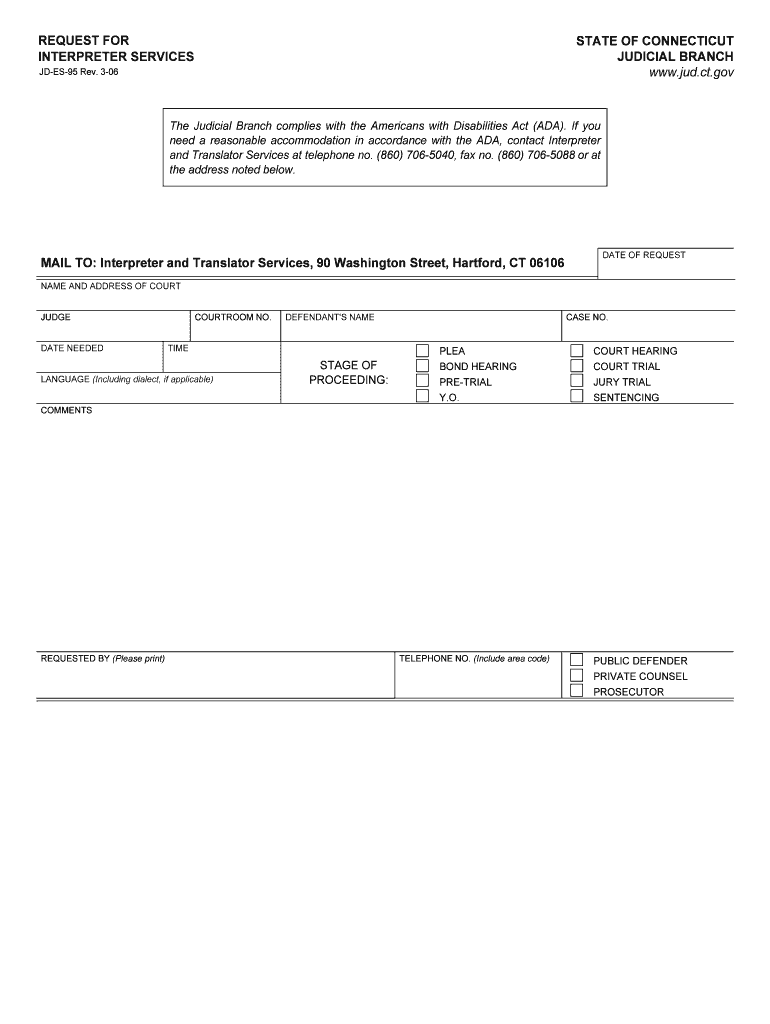Americans with Disabilities Act CT Judicial Branch  Form
