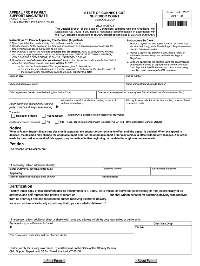 APPEAL from FAMILY SUPPORT MAGISTRATE  Form