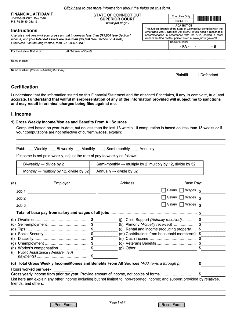 Income and Your Total Net Assets Are Less Than $75,000 See Section IV  Form