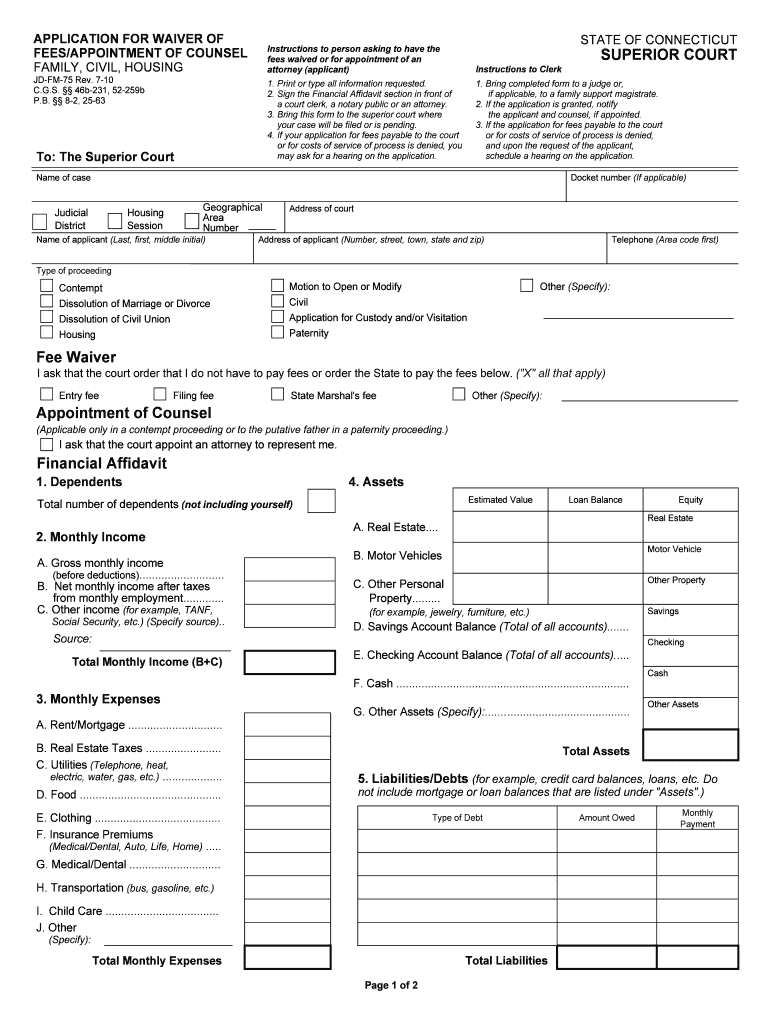 JD FM 75 SAMPLE  Form