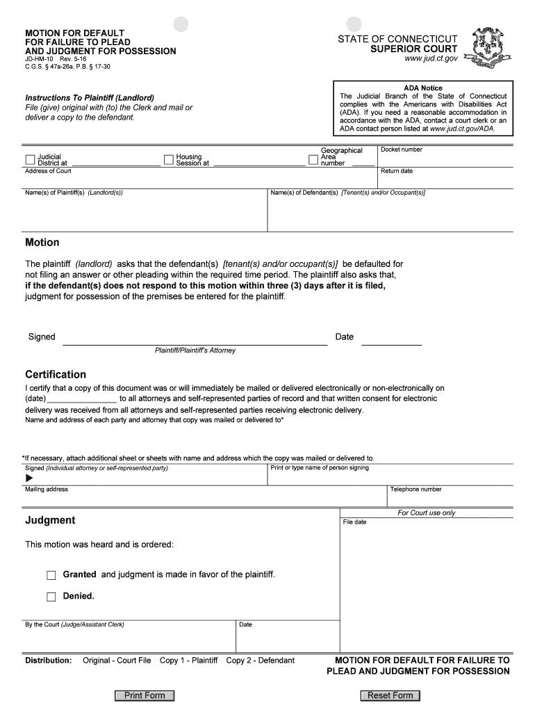 Motion for Default for Failure to Plead and Judgment EForms