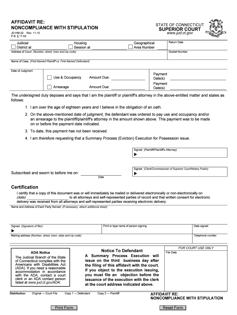 NONCOMPLIANCE with STIPULATION  Form