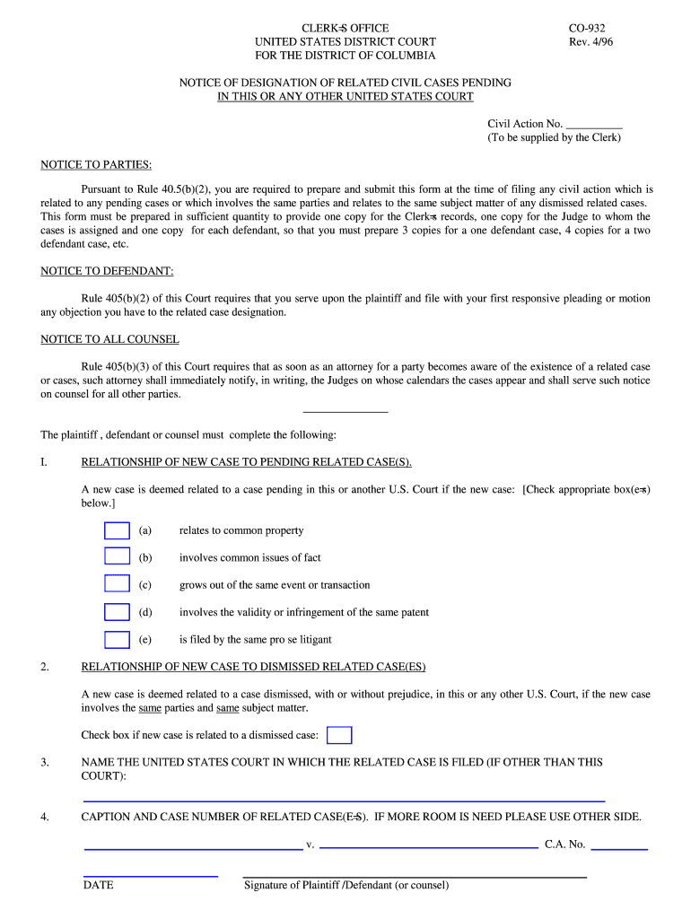 CO 932  Form