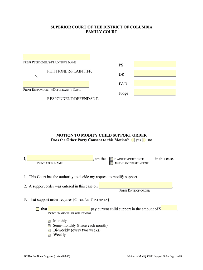 Motion to Modify P&amp;amp;S Order DOC  Form