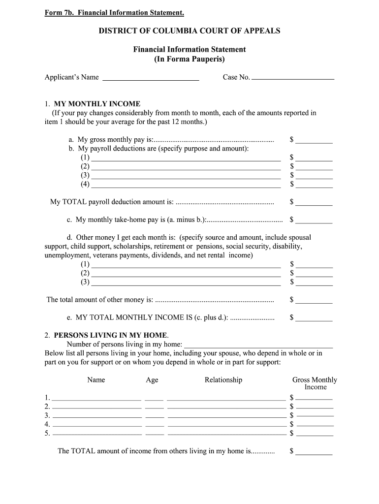 Financial Information Statement Form 7b Fin