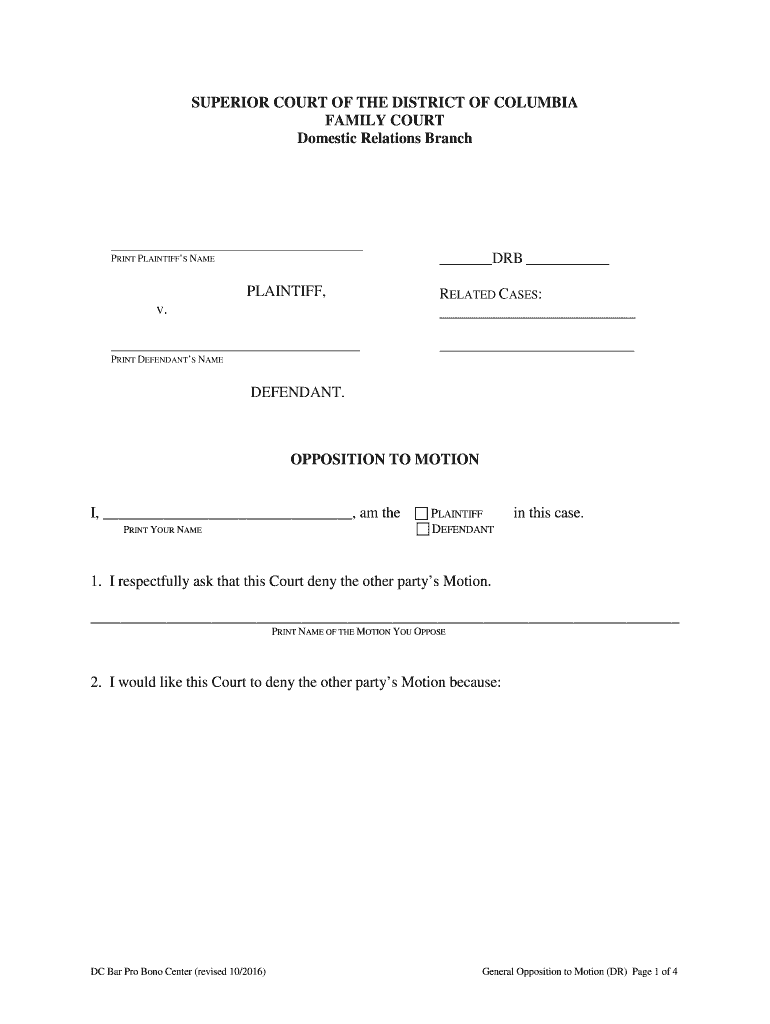 Family Court OperationsDistrict of Columbia Courts  Form