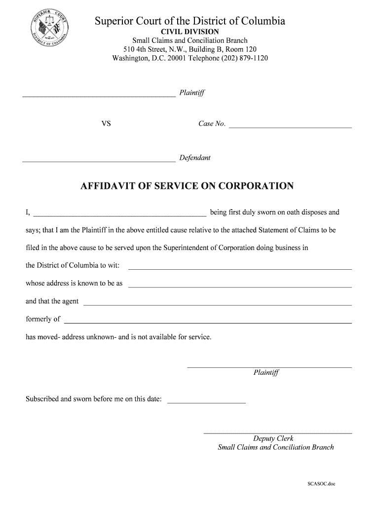 Affidavit of Service on Corp DOC  Form