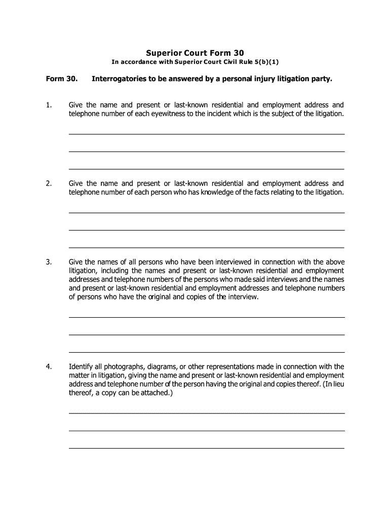 Superior Court Rule 30A Written DiscoveryMass Gov  Form