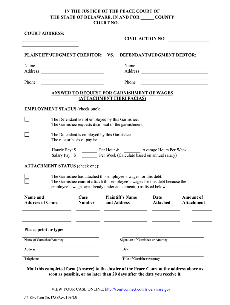 Civil Court Proceedings Justice of the Peace Court  Form