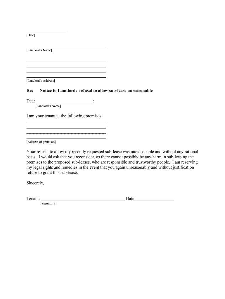 Refuse to Grant This Sub Lease  Form