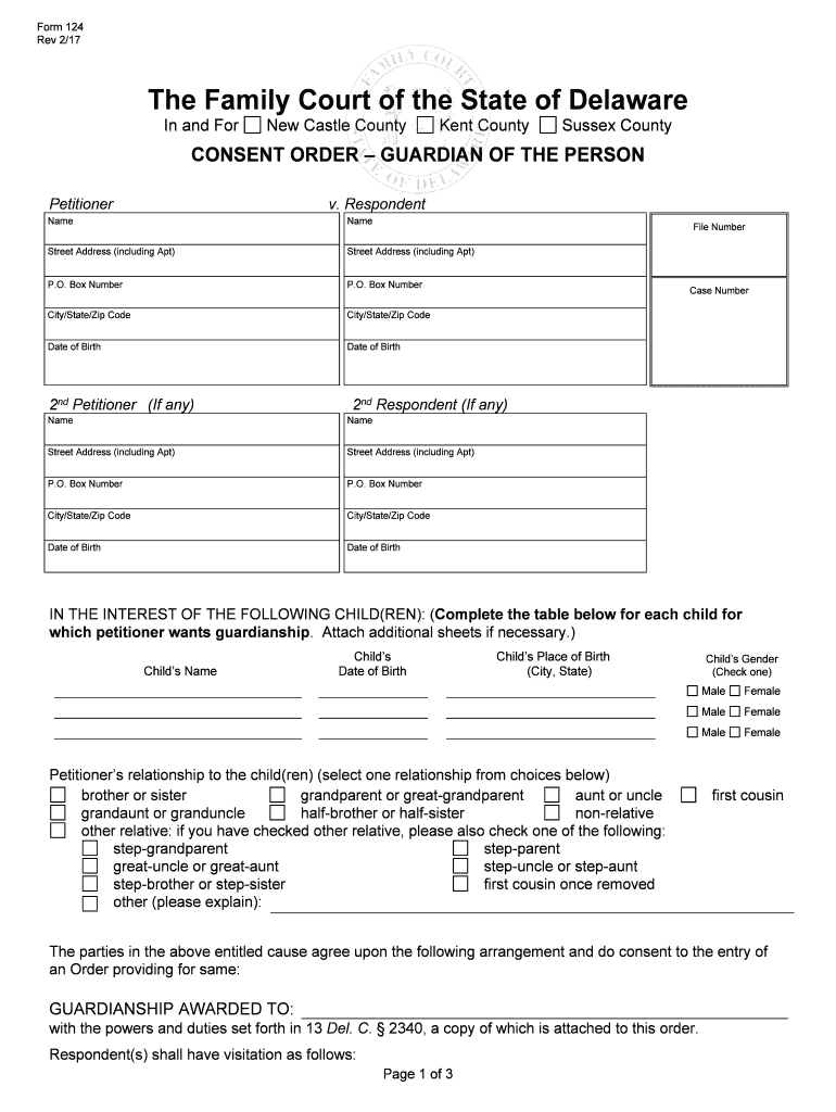 Answer to Petition for Guardianship Packet Delaware Courts  Form