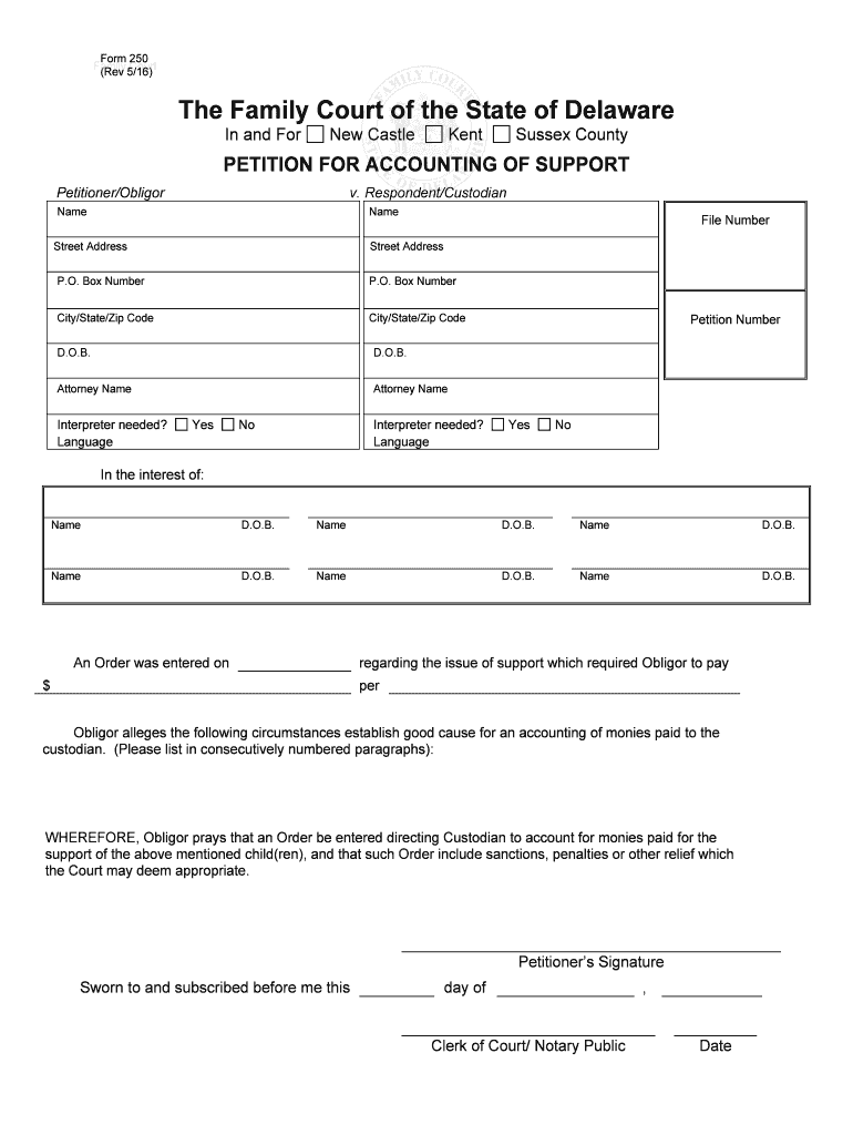 TITLE 13 CHAPTER 5 Desertion and Support State of Delaware  Form