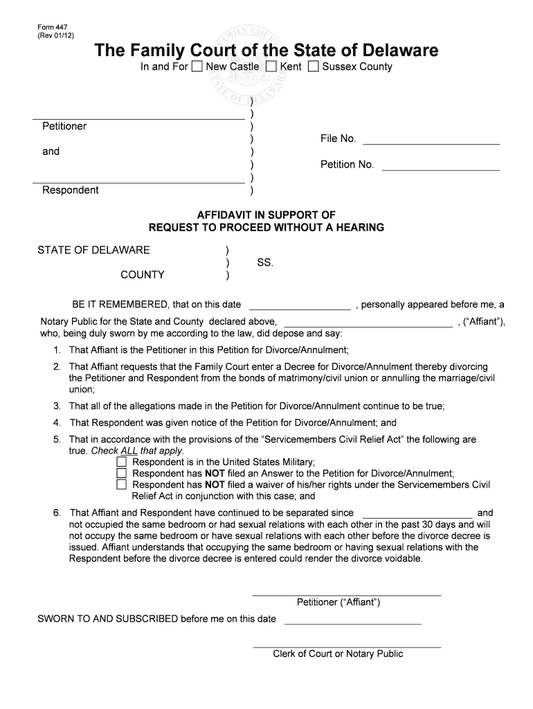 REQUEST to PROCEED WITHOUT a HEARING  Form