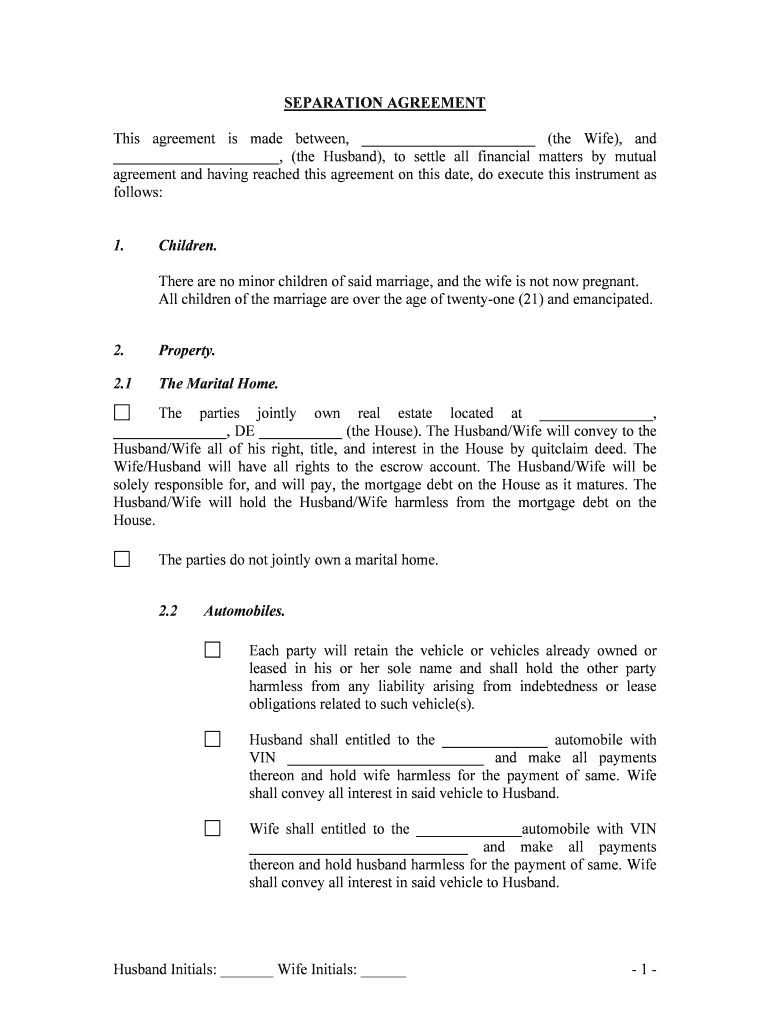 1 MARITAL SETTLEMENT AGREEMENT 1 INTRODUCTORY  Form