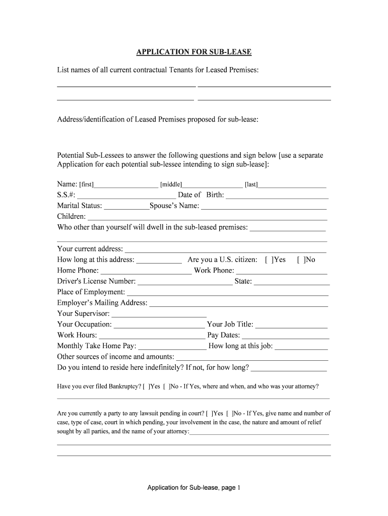 Sublease Agreement SEC GovHOME  Form