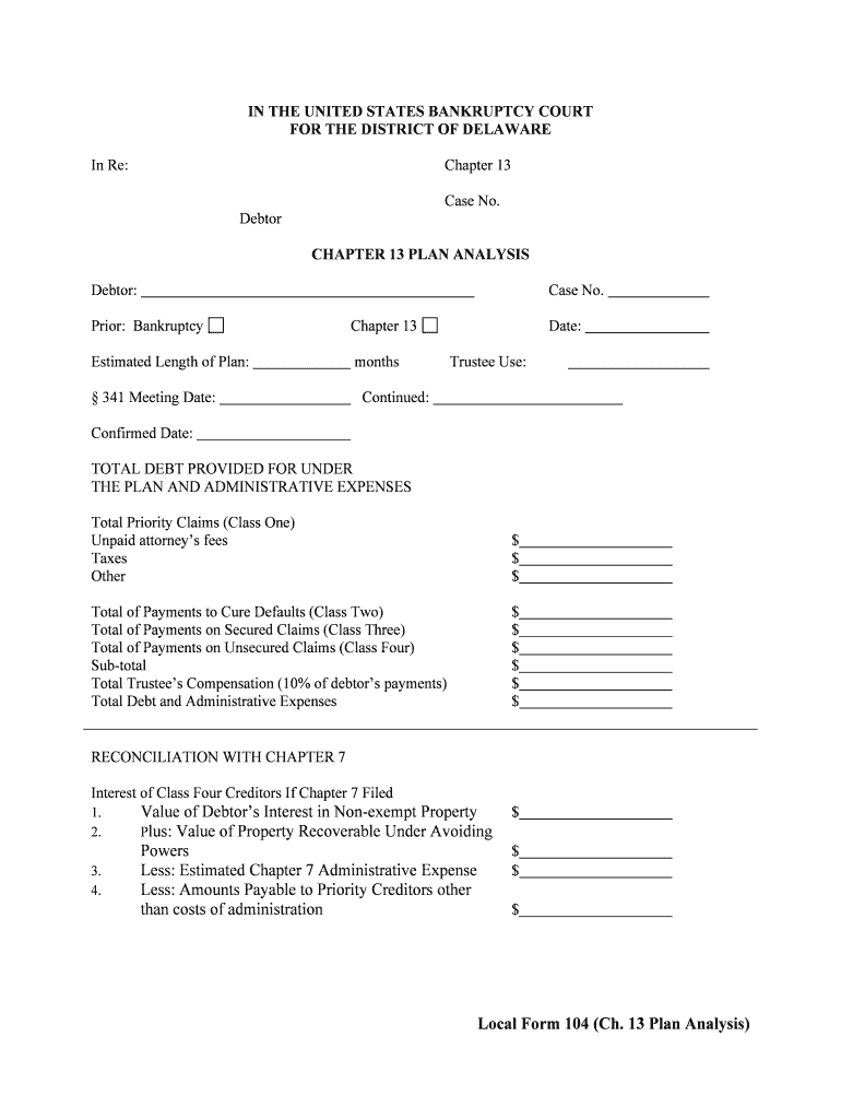 SAMPLE If Cram Down is Not Required DEBTOR'S  Form