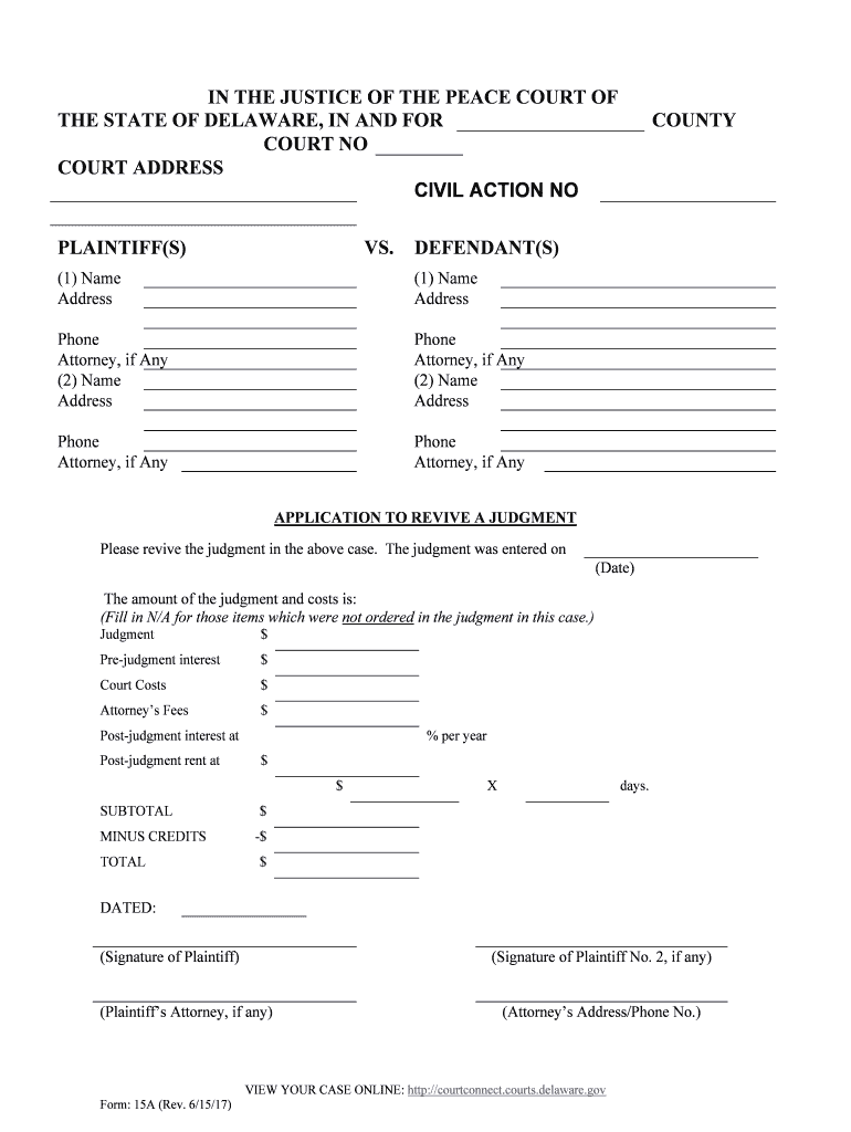 Civil Trials Court of Common Pleas Delaware Courts State Form Fill