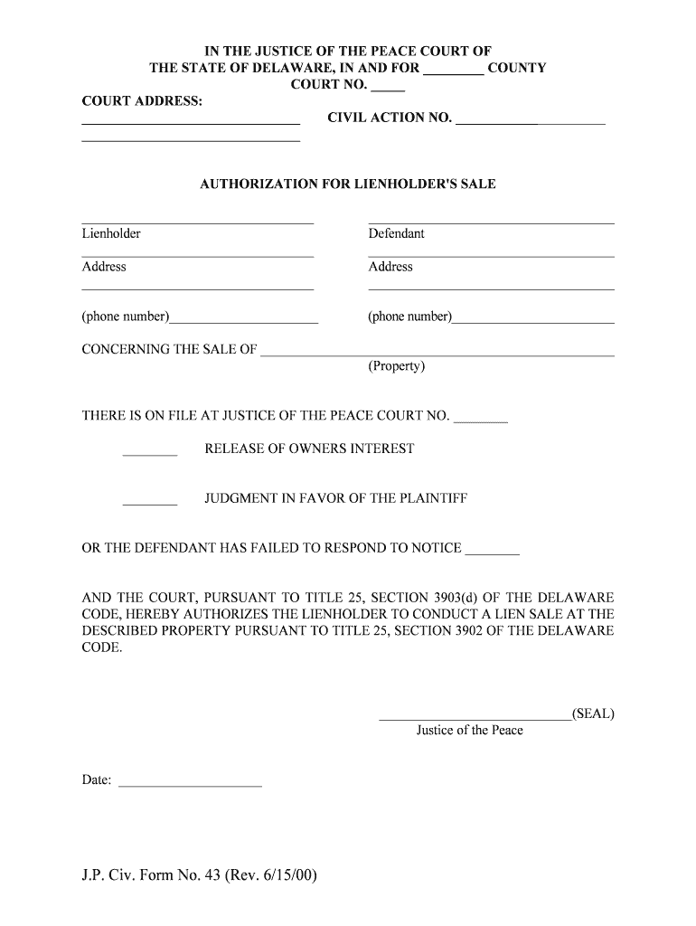 AUTHORIZATION for LIENHOLDER'S SALE  Form