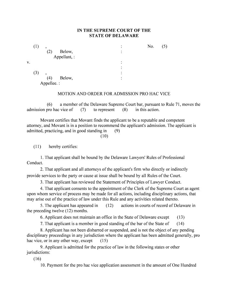 Fill and Sign the In the Supreme Court of the State of Delaware Marcus Form