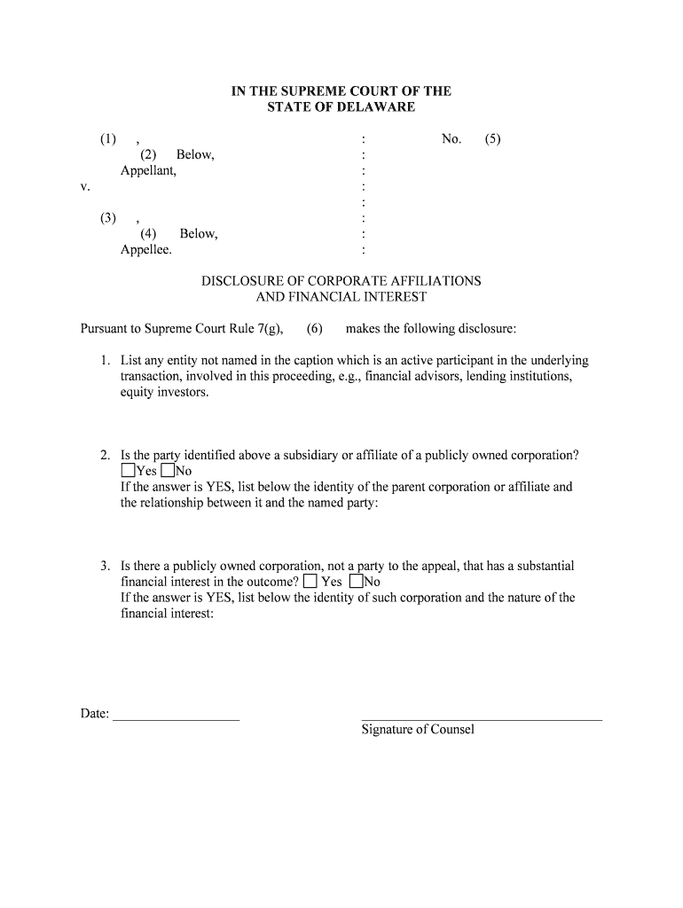 In the SUPREME COURT of the STATE of DELAWARE CHARLES DUFFY,  Form