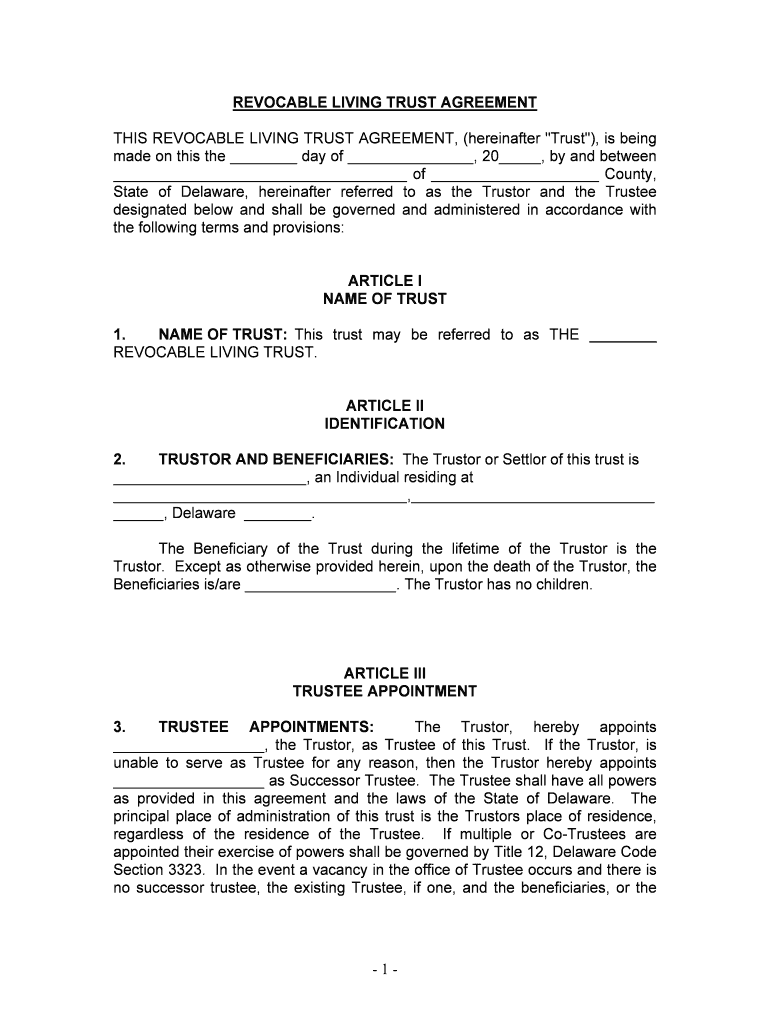 State of Delaware, Hereinafter Referred to as the Trustor and the Trustee  Form