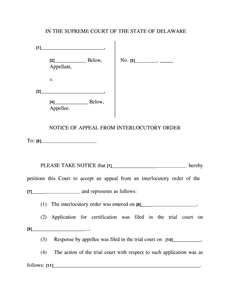 In the SUPREME COURT of the STATE of DELAWARE Appellant, V  Form