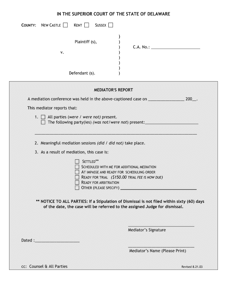 Justia Mediation Conference Statement Delaware  Form