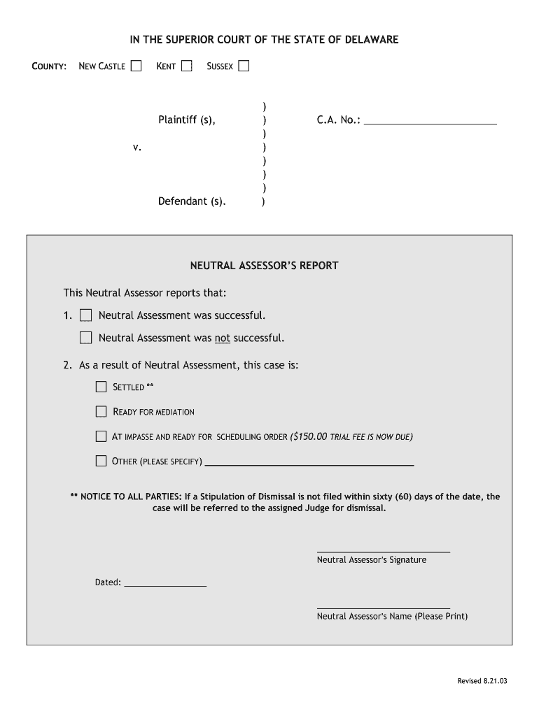 Justia Agreement to Mediate Delaware Superior  Form