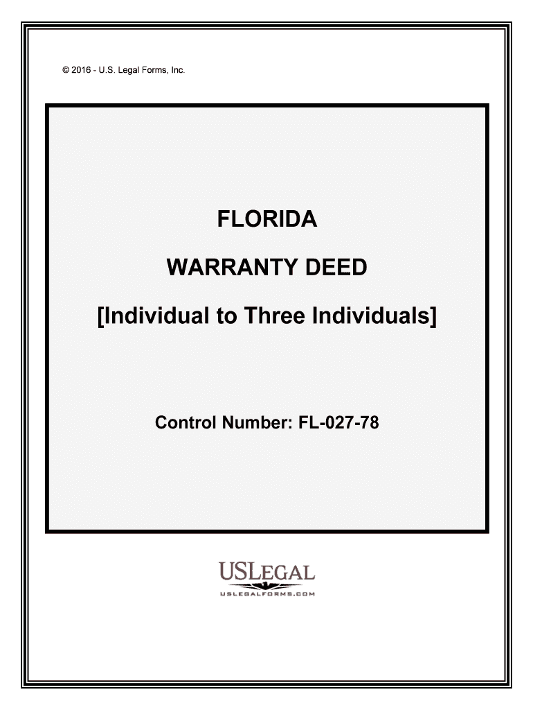 Florida Warranty Deed from Individual to LLC US Legal Forms