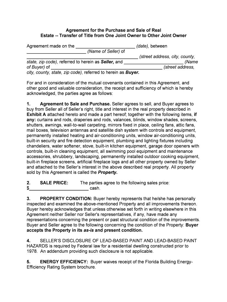Agreement for the Purchase and Sale of Real  Form