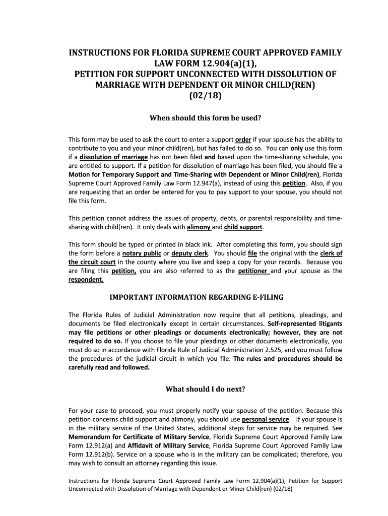 Petition for Support Unconnected with Dissolution of Marriage  Form