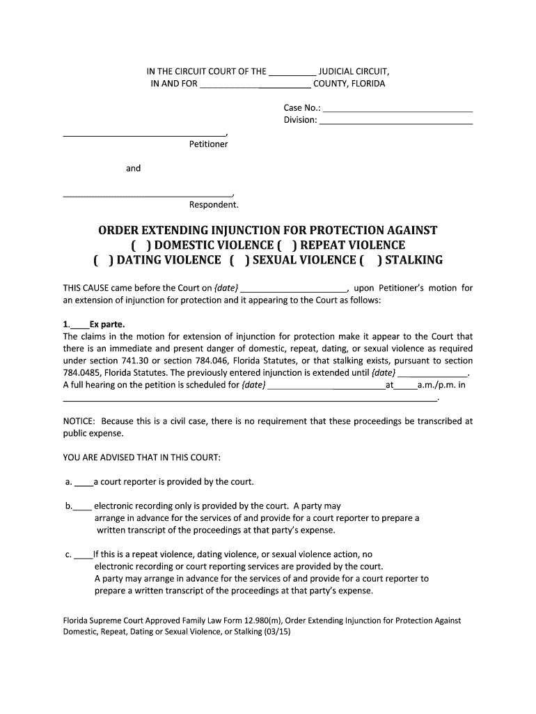 Florida Supreme Court Approved Family Law Form 12 980m