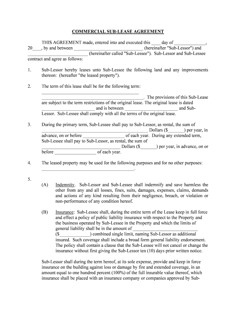 20, by and between Hereinafter &quot;Sub Lessor&quot; and  Form