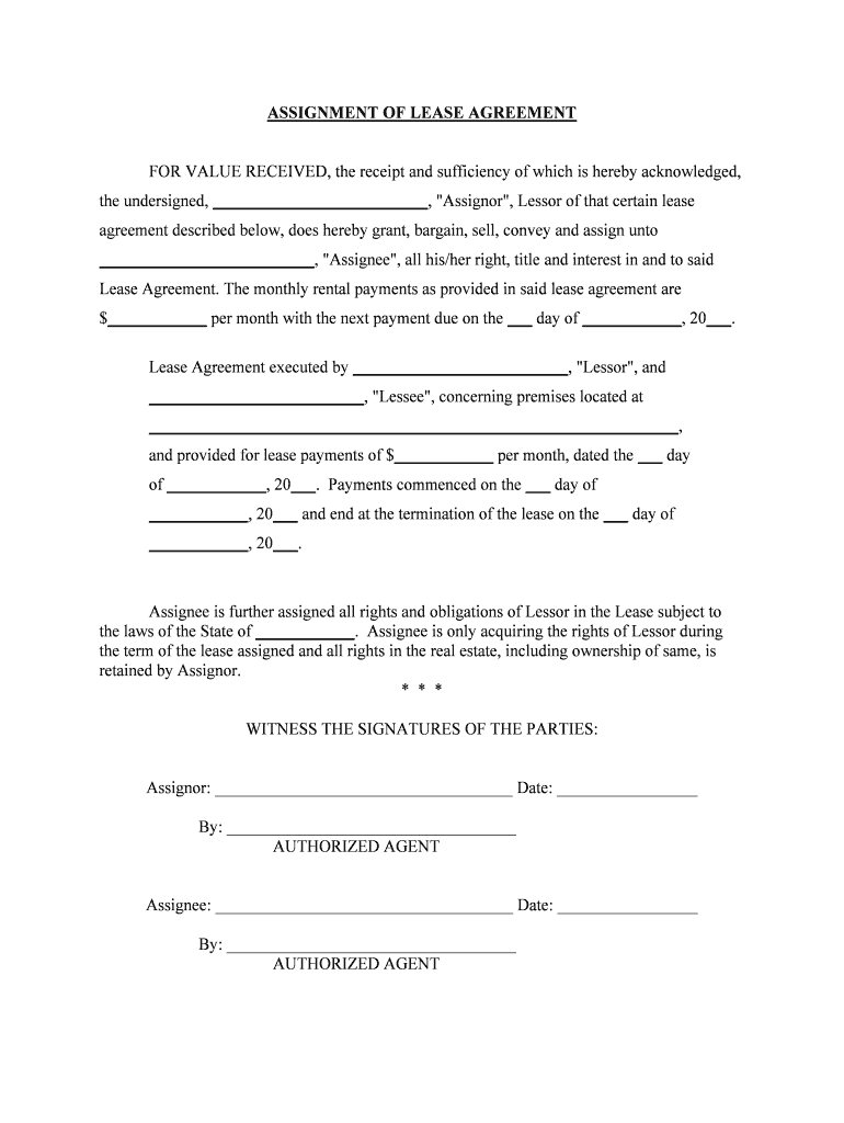 Assignee is Further Assigned All Rights and Obligations of Lessor in the Lease Subject to  Form