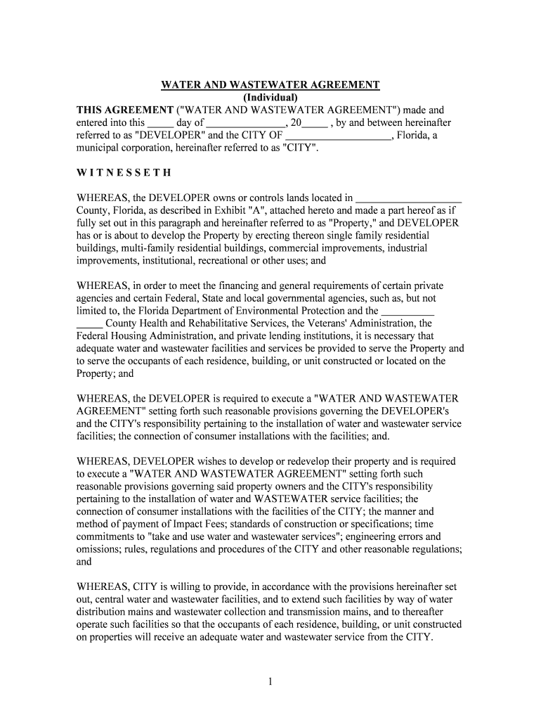 AGREEMENT for OPERATIONS and MAINTENANCE SERVICES WATER  Form