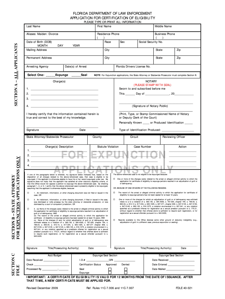 Expunge Fdle Online Fill Online, Printable, Fillable, Blank  Form
