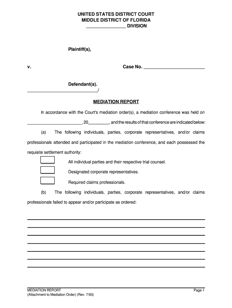 ORDER REFERRING CASE to Mediation and Directing Selection  Form