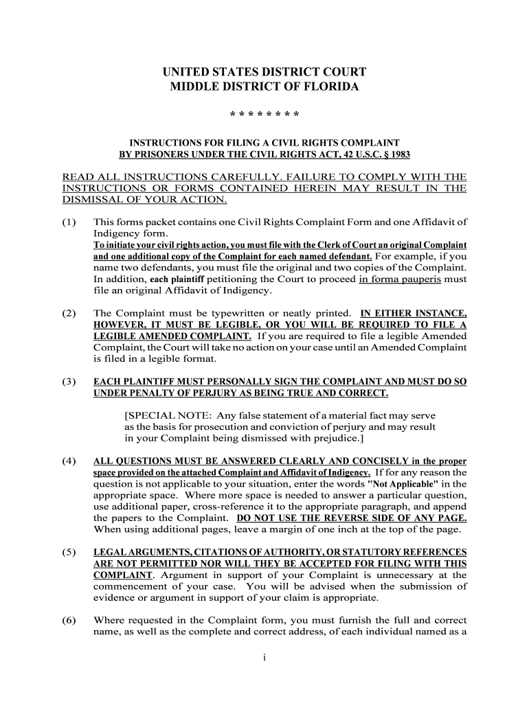 Prisoner Civil Rights Form