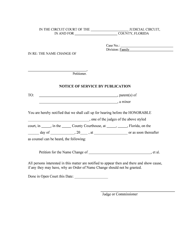 Constructive Service Sixth Judicial Circuit  Form