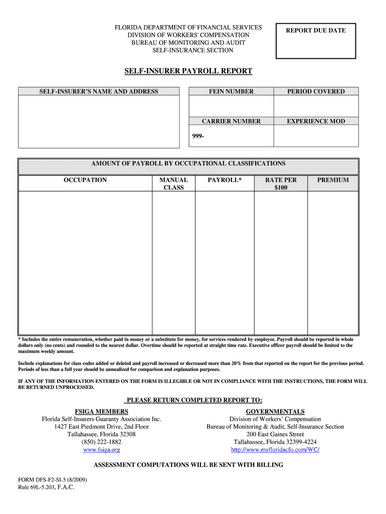 SELF INSURER PAYROLL REPORT  Form