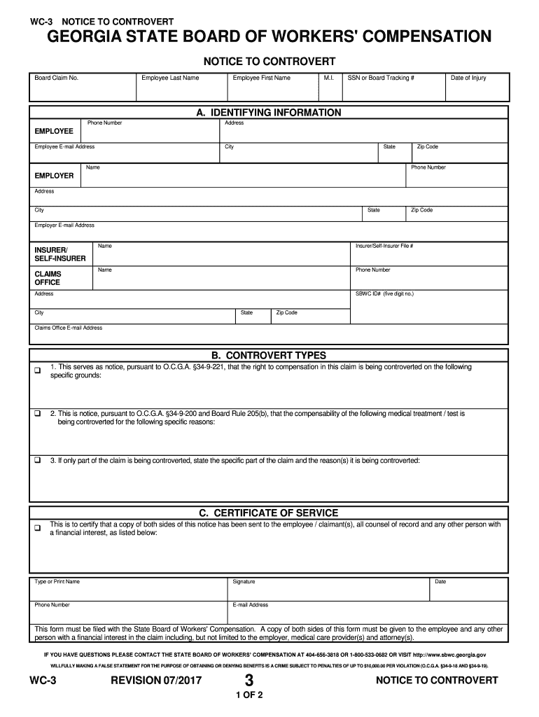 Employer's First Report of Injury or Occupational Disease State  Form